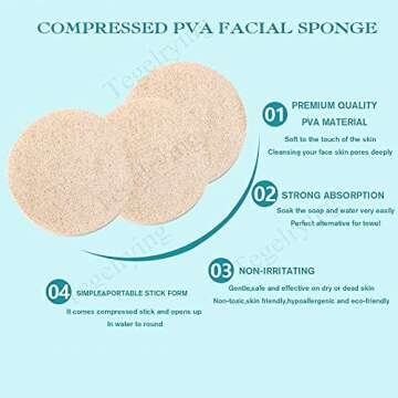 Facial Sponge Compressed, 120 Count for Makeup Removal