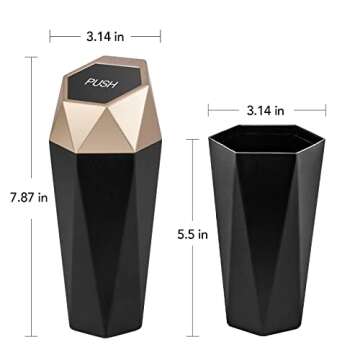 SZEOF Car Trash Can with Lid,Portable Vehicle Auto Car Garbage Can,Diamond Design Mini Garbage Bin f...
