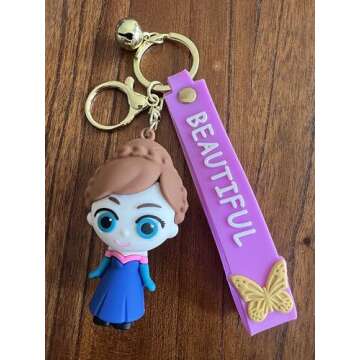 MARALICIA Keychain 3D Beautiful-Princess Pendant Accessories for Backpack, Handbag, Purse Charms for Girls. (Anna-02)