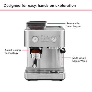 KitchenAid Semi Automatic Espresso Machine with Burr Grinder, 2.5L, Brushed Stainless Steel, KES6551SX