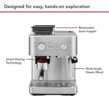 KitchenAid Semi Automatic Espresso Machine with Burr Grinder, 2.5L, Brushed Stainless Steel, KES6551SX
