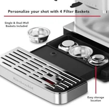 KitchenAid Semi Automatic Espresso Machine with Burr Grinder, 2.5L, Brushed Stainless Steel, KES6551SX