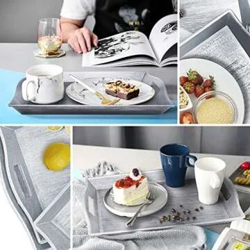 Set of 3 Large Serving Trays w/Handles - Perfect for Any Occasion