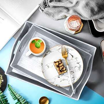 Set of 3 Large Serving Trays w/Handles - Perfect for Any Occasion