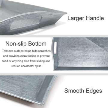 Set of 3 Large Serving Trays w/Handles - Perfect for Any Occasion