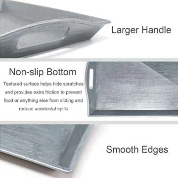 Set of 3 Large Serving Trays w/Handles - Perfect for Any Occasion