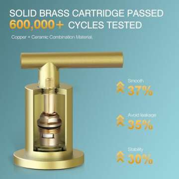 TRUSTMI Brushed Gold Bathroom Faucet 3 Hole Widespread 2-Handle 8 Inch Brass Bathroom Sink Faucet with Overflow Pop Up Drain and cUPC Waterlines