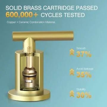 TRUSTMI Brushed Gold Bathroom Faucet 3 Hole Widespread 2-Handle 8 Inch Brass Bathroom Sink Faucet with Overflow Pop Up Drain and cUPC Waterlines