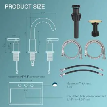 TRUSTMI Brushed Gold Bathroom Faucet 3 Hole Widespread 2-Handle 8 Inch Brass Bathroom Sink Faucet with Overflow Pop Up Drain and cUPC Waterlines