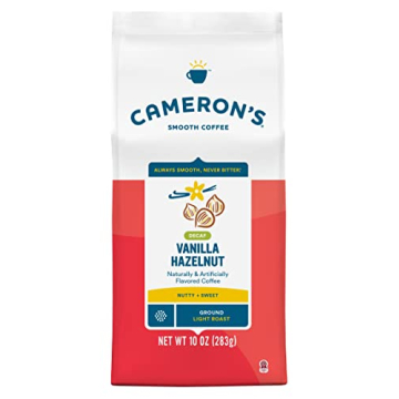 Cameron's Coffee Roasted Ground Coffee Bag, Flavored, Decaf Vanilla Hazelnut, 10 Ounce
