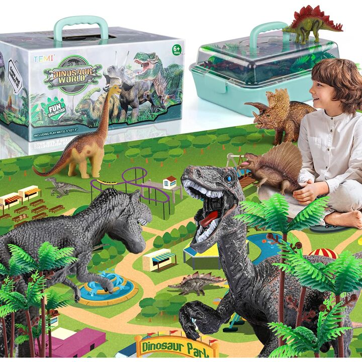Dinosaur Toys for Kids 3-5 with Play Mat & Trees