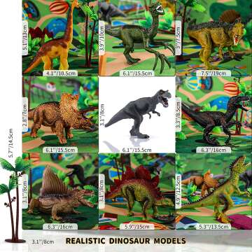 Dinosaur Toys for Kids 3-5 with Play Mat & Trees