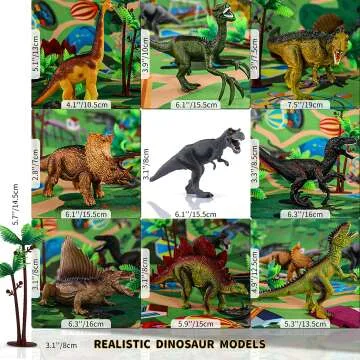 Dinosaur Toys for Kids 3-5 with Play Mat & Trees