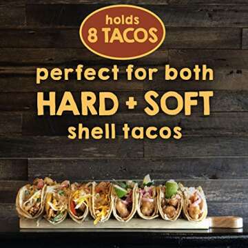 Trendy Together Wooden Taco Holder Tray Stand – Rack Holds 8 Soft or Hard Shell Tacos – Great for Tortillas, Burritos, Home, Parties & Restaurants