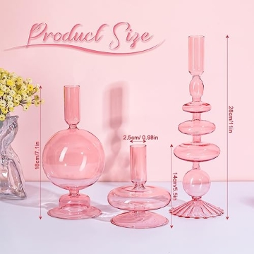 Elegant 3 Pcs Glass Taper Candle Holders for Home Decor