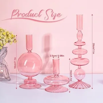 Elegant 3 Pcs Glass Taper Candle Holders for Home Decor