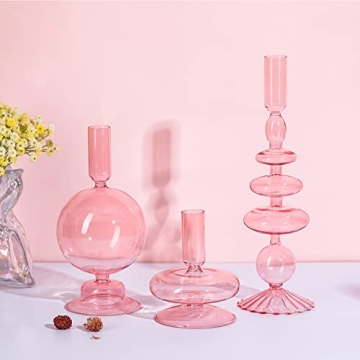 Elegant 3 Pcs Glass Taper Candle Holders for Home Decor