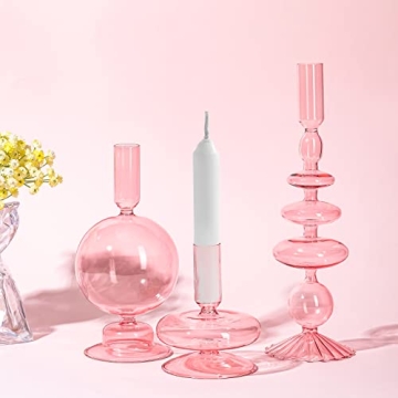 Elegant 3 Pcs Glass Taper Candle Holders for Home Decor