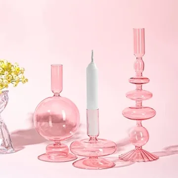 Elegant 3 Pcs Glass Taper Candle Holders for Home Decor