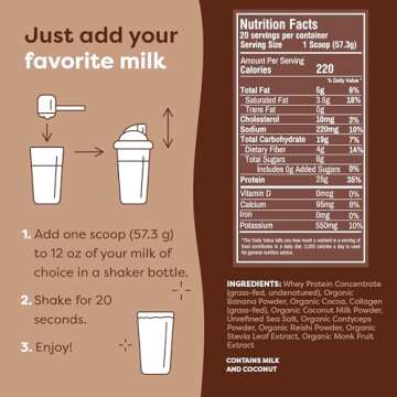 FlavCity Protein Powder Smoothie, Chocolate - 100% Grass-Fed Whey Protein Smoothie with Collagen (25g of Protein) - Gluten Free & No Added Sugars (40.42 oz)