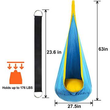 Y- STOP Kids Pod Swing Chair with Sensory Pocket and Pillow