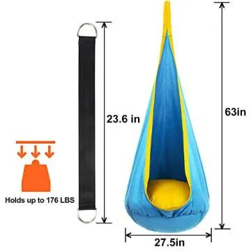 Y- STOP Kids Pod Swing Chair with Sensory Pocket and Pillow