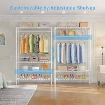 VIPEK V1S Wire Garment Rack 4 Tiers Heavy Duty Clothes Rack for Hanging Clothes Freestanding Closet Clothing Rack with 4 Adjustable Shelves, 35.4" L X 15.7" W X 70.9" H, Max Load 500LBS, White