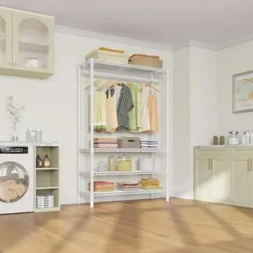 VIPEK V1S Wire Garment Rack 4 Tiers Heavy Duty Clothes Rack for Hanging Clothes Freestanding Closet Clothing Rack with 4 Adjustable Shelves, 35.4" L X 15.7" W X 70.9" H, Max Load 500LBS, White