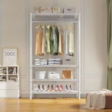 VIPEK V1S Wire Garment Rack 4 Tiers Heavy Duty Clothes Rack for Hanging Clothes Freestanding Closet Clothing Rack with 4 Adjustable Shelves, 35.4" L X 15.7" W X 70.9" H, Max Load 500LBS, White