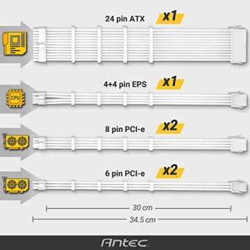 Antec Power Supply Sleeved Cable Extension Set - 30cm