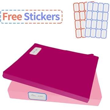 2 Pack Stretchable Book Sleeve Covers, for Paperbacks Hardcover Textbooks up to 9" x 12", Office Supplies with Free Sticker Labels (Rose Red + Pink)
