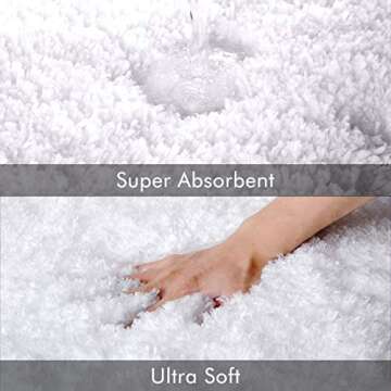 Luxurious KMAT White Bathroom Rug - Soft and Non-Slip