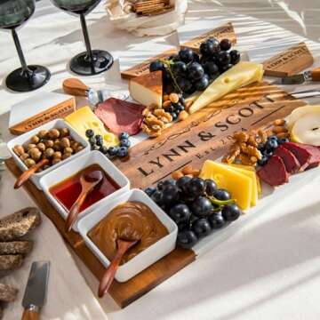 Personalized Charcuterie Board - Large Cheese Board for Wedding and Anniversary, New Home, House, Bridal Shower, Birthday Gifts for Women Customizable Wooden Serving Platter, Mother, Gift for Mom