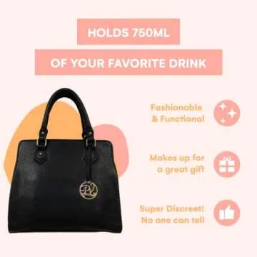 PortoVino Roma Handbag - Fashionable Wine Purse with Hidden Spout, Insulated Drink Purse Compartment...