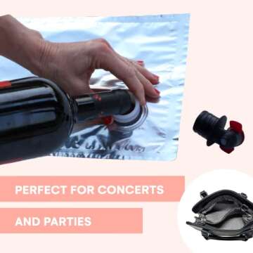 PortoVino Roma Handbag - Fashionable Wine Purse with Hidden Spout, Insulated Drink Purse Compartment, Holds 1 bottle of Wine! Wine Gift! Perfect for Traveling, Concert, Bachelorette Party!