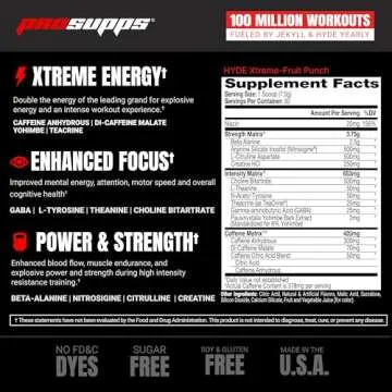 PROSUPPS® Mr. Hyde® Xtreme Pre-Workout Powder Energy Drink - Intense Sustained Energy, Pumps & Focus with Beta Alanine, Creatine & Nitrosigine, (30 Servings, Fruit Punch)