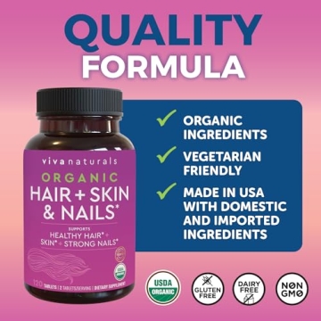 Hair Skin and Nails Vitamins for Women - Vegetarian-Friendly Organic Biotin Vitamins
