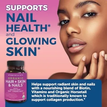 Hair Skin and Nails Vitamins for Women - Vegetarian-Friendly Organic Biotin Vitamins