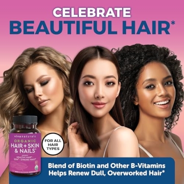 Hair Skin and Nails Vitamins for Women - Vegetarian-Friendly Organic Biotin Vitamins