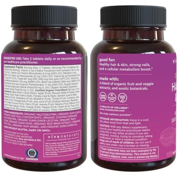 Hair Skin and Nails Vitamins for Women - Vegetarian-Friendly Organic Biotin Vitamins