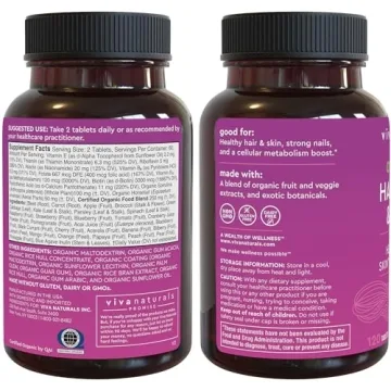 Hair Skin and Nails Vitamins for Women - Vegetarian-Friendly Organic Biotin Vitamins