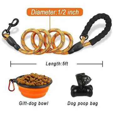 Heavy Duty BARKBAY Dog Leash for Large Dogs - 5ft
