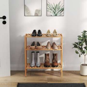 kinbor Bamboo Rack Multifunctional Bathroom Kitchen Living Room Holder Plant Flower Stand Utility St...