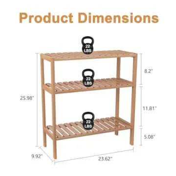 Kinbor Bamboo Rack 3-Tier Shelf for Home Organization
