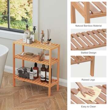 Kinbor Bamboo Rack 3-Tier Shelf for Home Organization