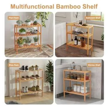 Kinbor Bamboo Rack 3-Tier Shelf for Home Organization