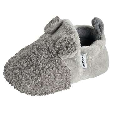 Gerber Baby Fleece Lined Non Skid Soft Slipper Booties, Grey Ears, 0 3 Months Unisex Infant