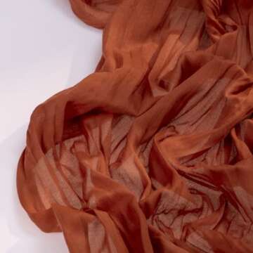 DeZerlor Terracotta Cheesecloth Table Runner Spring Boho Sheer Gauze Table Runner 120 Inches Long Burnt Orange Easter Table Decorations for Wedding Bridal Baby Shower Tea Party Decor