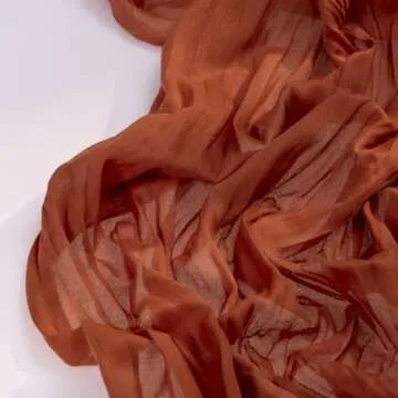 DeZerlor Terracotta Cheesecloth Table Runner Spring Boho Sheer Gauze Table Runner 120 Inches Long Burnt Orange Easter Table Decorations for Wedding Bridal Baby Shower Tea Party Decor