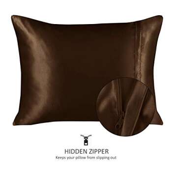 ShopBedding Luxury Satin Pillowcase for Hair – King Satin Pillowcase with Zipper, Brown (Pillowcase Set of 2) – Blissford